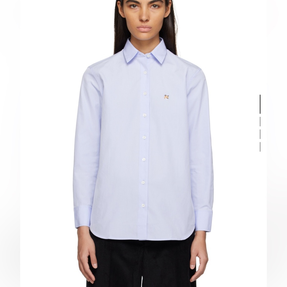 Maison Kitsune blue fox head shirt